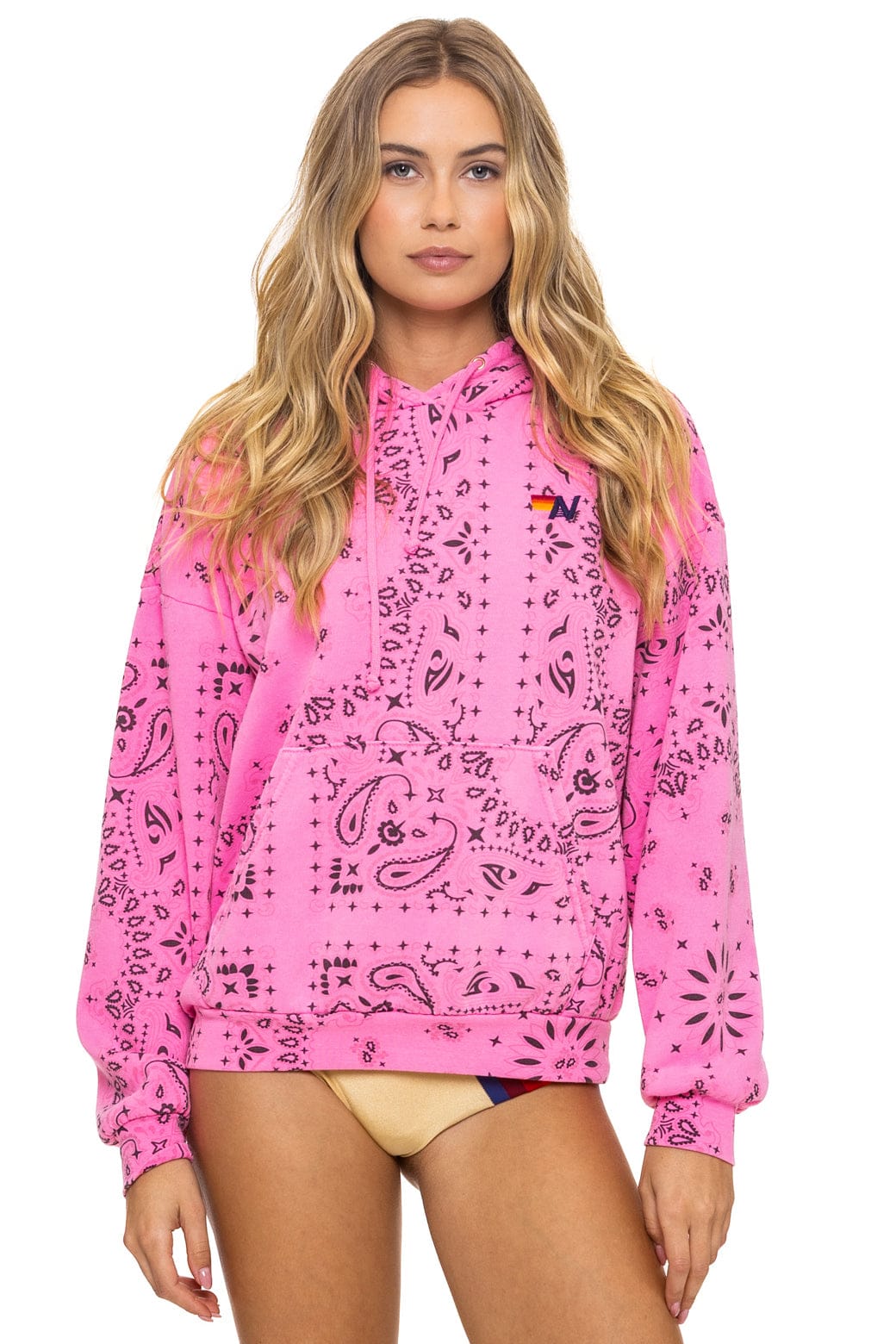 Classic BANDANA RELAXED PULLOVER HOODIE - NEON PINK
