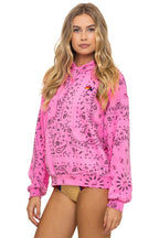 Classic BANDANA RELAXED PULLOVER HOODIE - NEON PINK