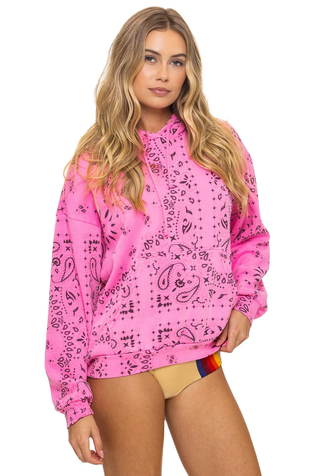 Classic BANDANA RELAXED PULLOVER HOODIE - NEON PINK