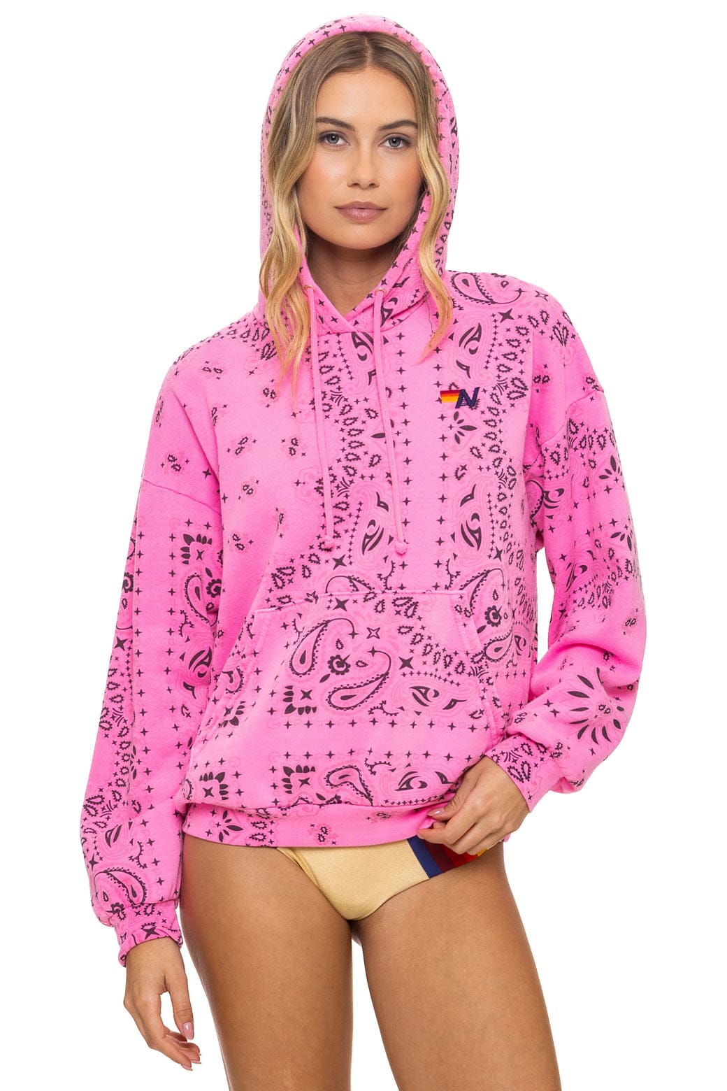 Classic BANDANA RELAXED PULLOVER HOODIE - NEON PINK