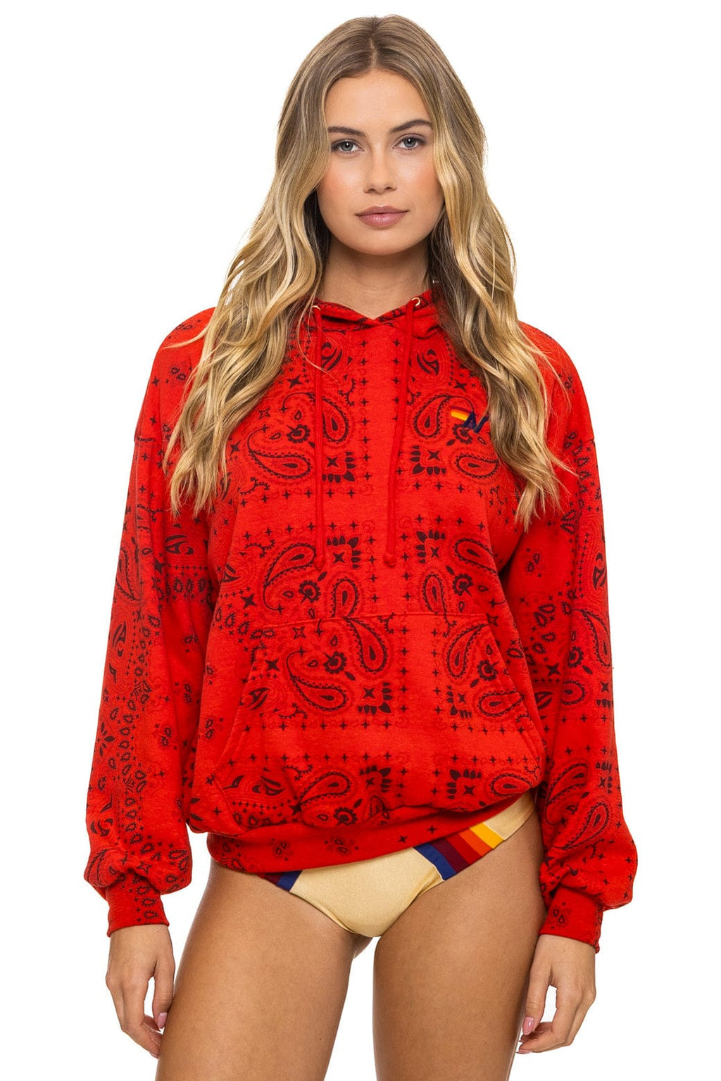 Classic BANDANA RELAXED PULLOVER HOODIE - RED
