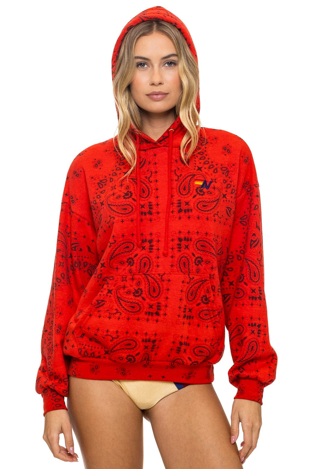 Classic BANDANA RELAXED PULLOVER HOODIE - RED