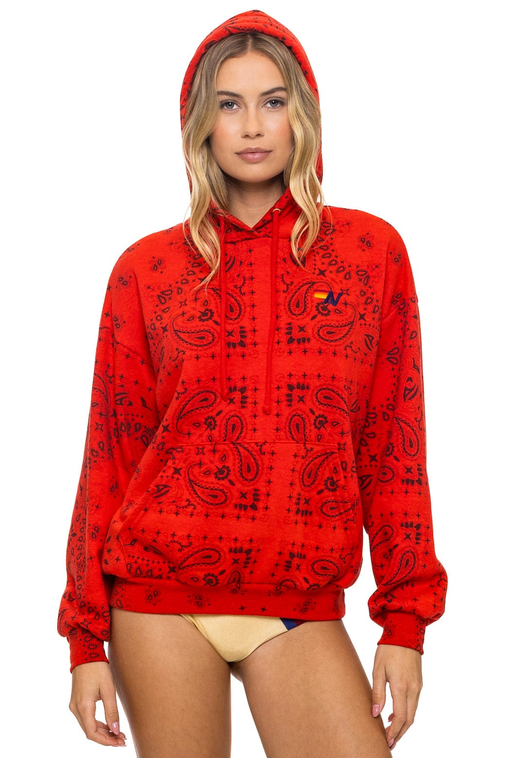 Classic BANDANA RELAXED PULLOVER HOODIE - RED