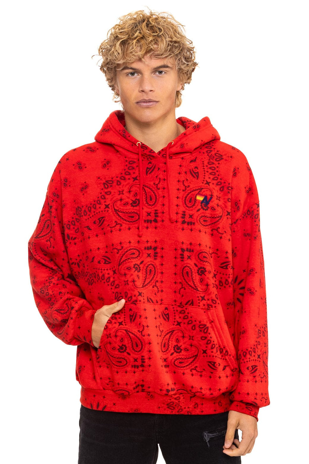 Classic BANDANA RELAXED PULLOVER HOODIE - RED