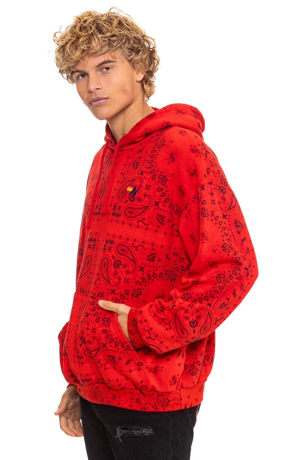 Classic BANDANA RELAXED PULLOVER HOODIE - RED