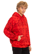 Classic BANDANA RELAXED PULLOVER HOODIE - RED