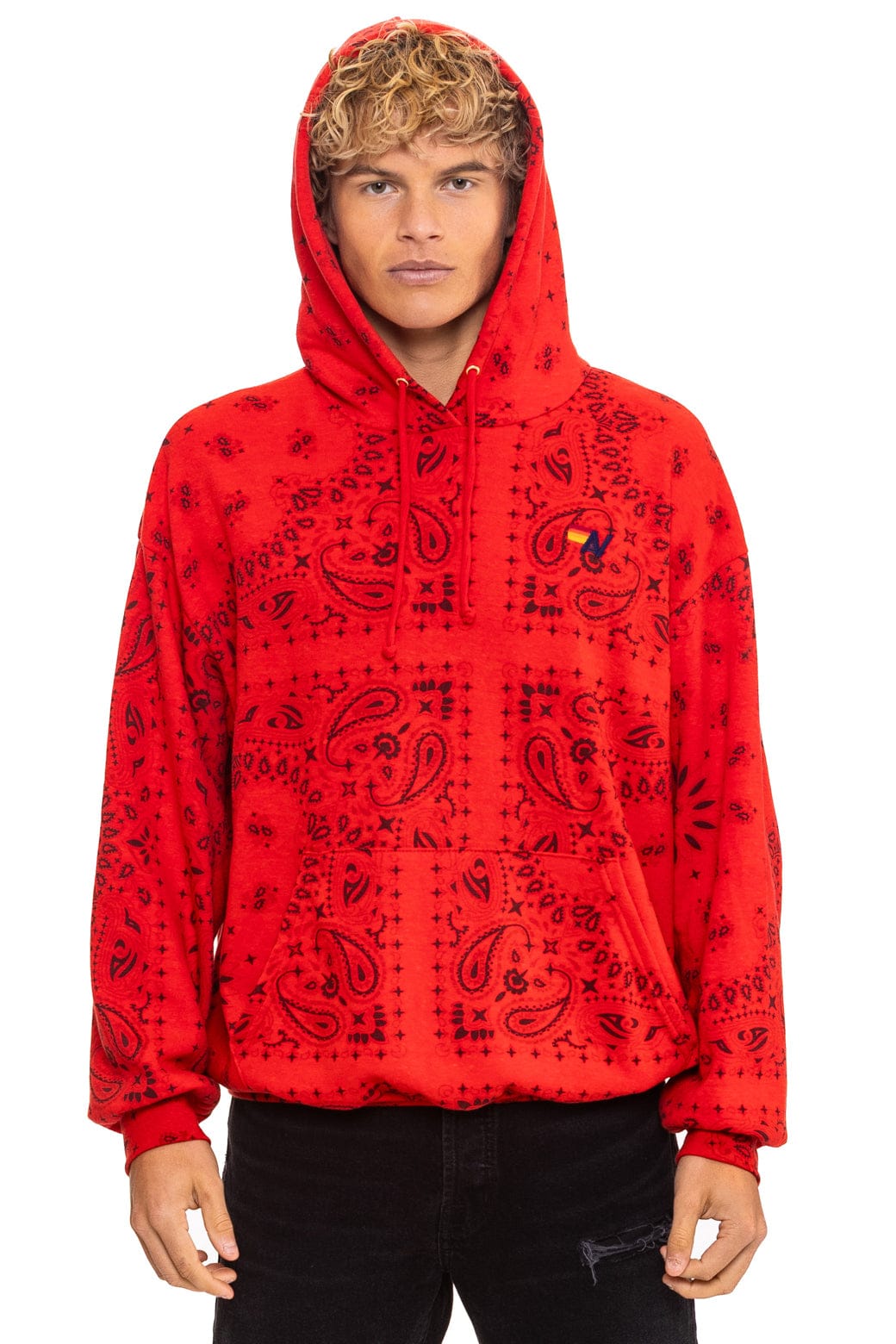 Classic BANDANA RELAXED PULLOVER HOODIE - RED