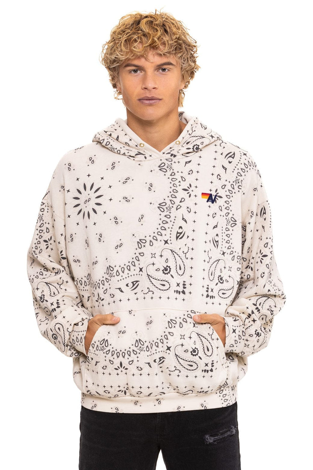 Classic BANDANA RELAXED PULLOVER HOODIE - VINTAGE WHITE