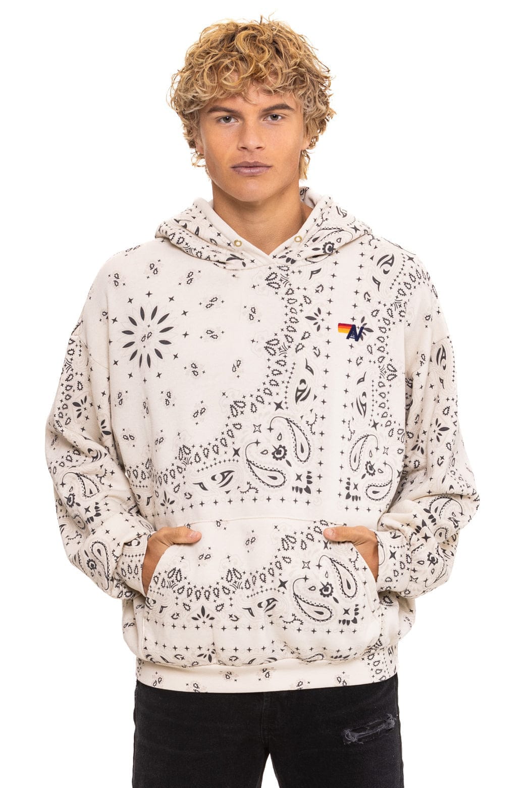 Classic BANDANA RELAXED PULLOVER HOODIE - VINTAGE WHITE