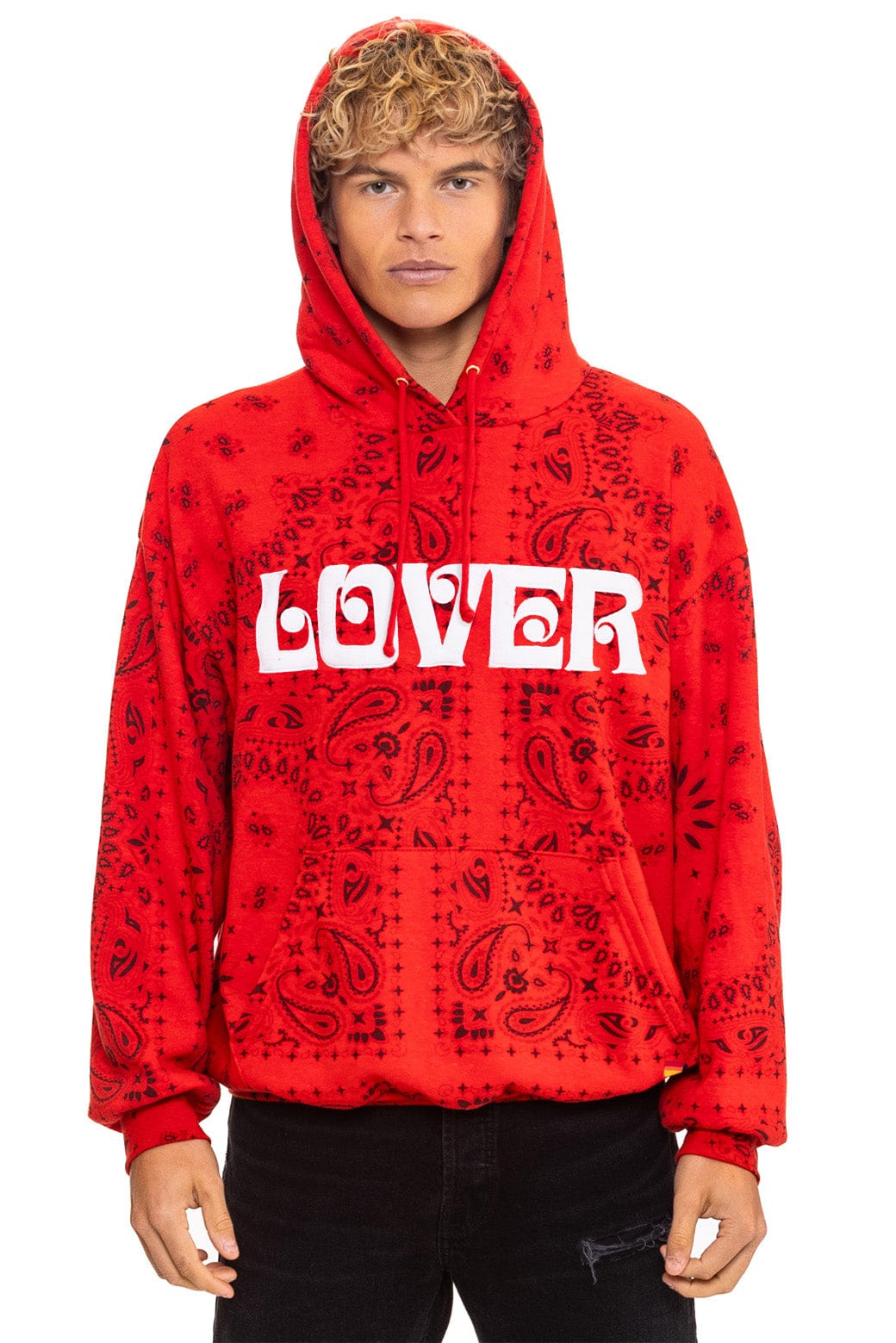 Classic BANDANA LOVER RELAXED PULLOVER HOODIE - RED