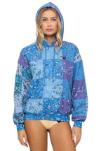 Classic BANDANA QUILTED RELAXED PULLOVER HOODIE - BLUE