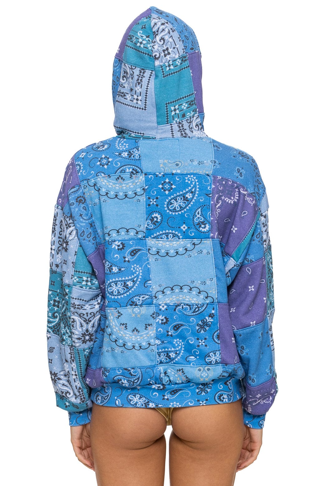 Classic BANDANA QUILTED RELAXED PULLOVER HOODIE - BLUE