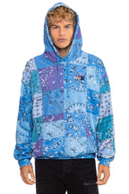 Classic BANDANA QUILTED RELAXED PULLOVER HOODIE - BLUE