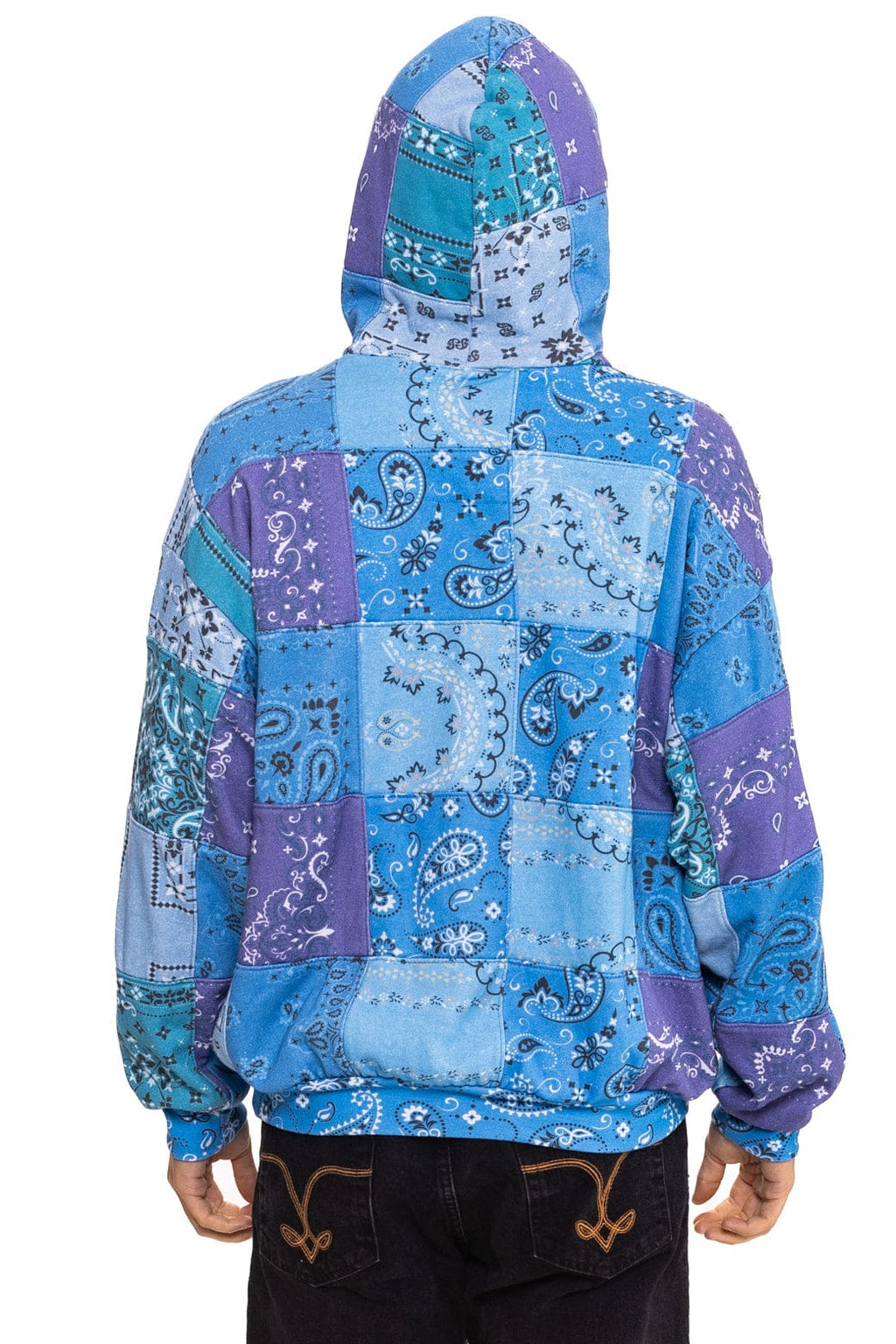Classic BANDANA QUILTED RELAXED PULLOVER HOODIE - BLUE