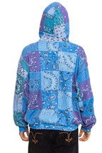 Classic BANDANA QUILTED RELAXED PULLOVER HOODIE - BLUE