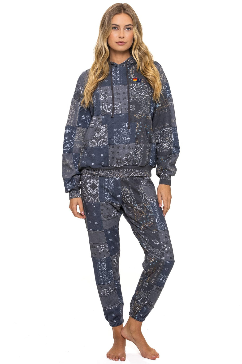 Classic BANDANA QUILTED RELAXED PULLOVER HOODIE - CHARCOAL