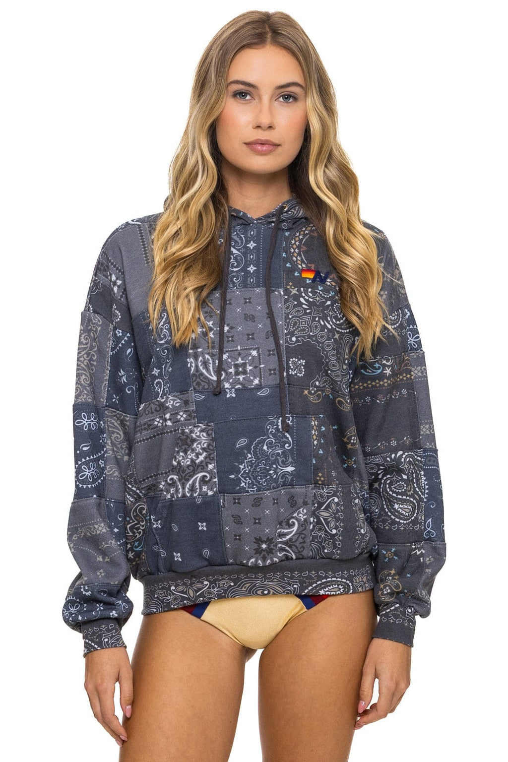 Classic BANDANA QUILTED RELAXED PULLOVER HOODIE - CHARCOAL