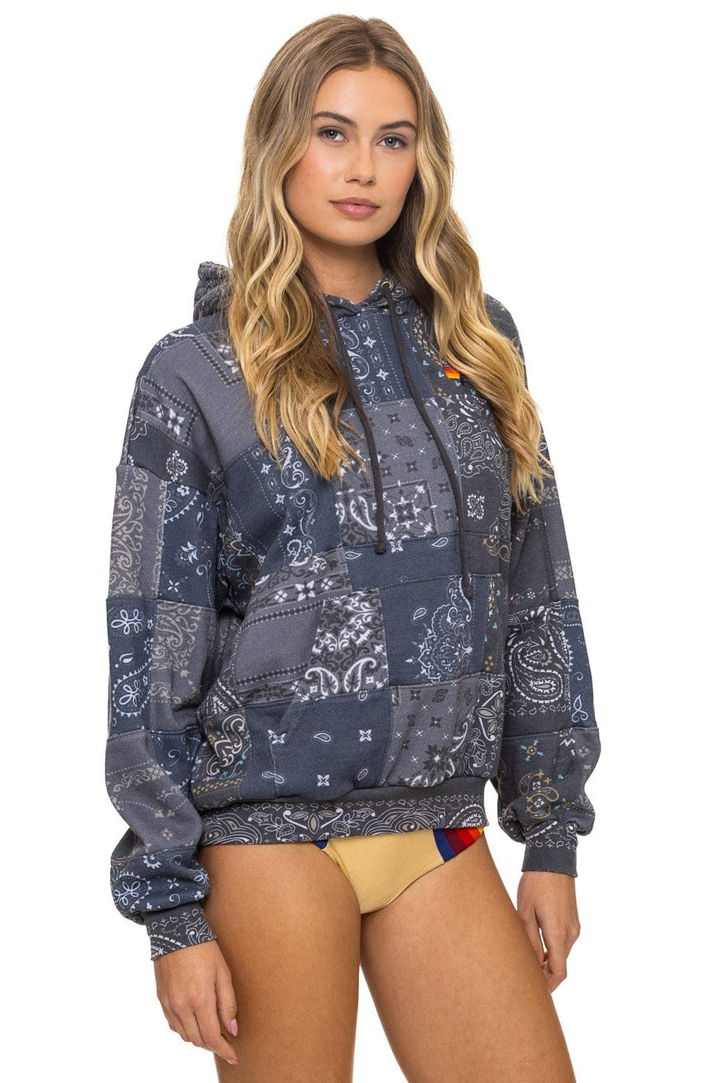 Classic BANDANA QUILTED RELAXED PULLOVER HOODIE - CHARCOAL