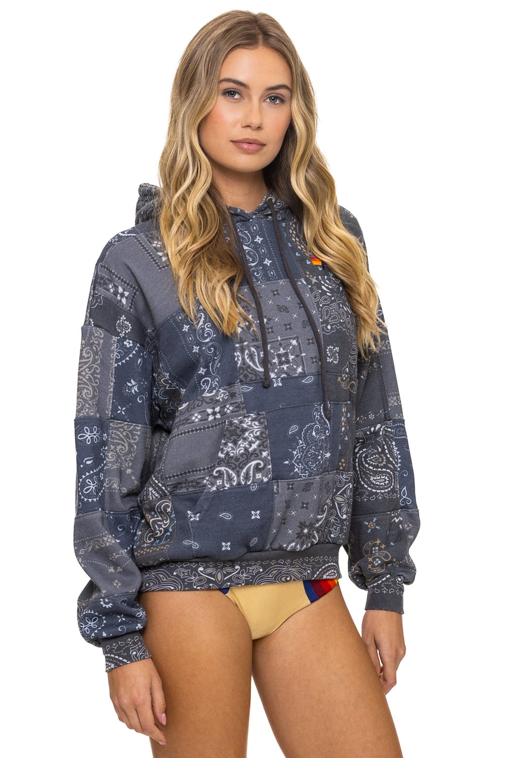 Classic BANDANA QUILTED RELAXED PULLOVER HOODIE - CHARCOAL