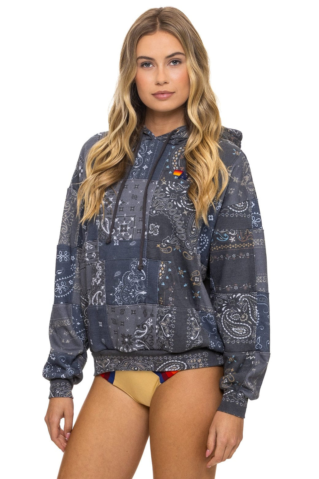 Classic BANDANA QUILTED RELAXED PULLOVER HOODIE - CHARCOAL