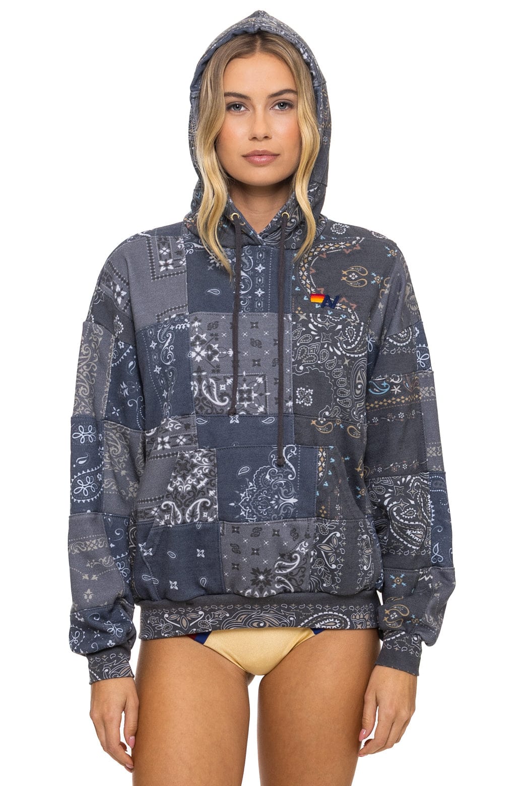 Classic BANDANA QUILTED RELAXED PULLOVER HOODIE - CHARCOAL