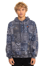 Classic BANDANA QUILTED RELAXED PULLOVER HOODIE - CHARCOAL
