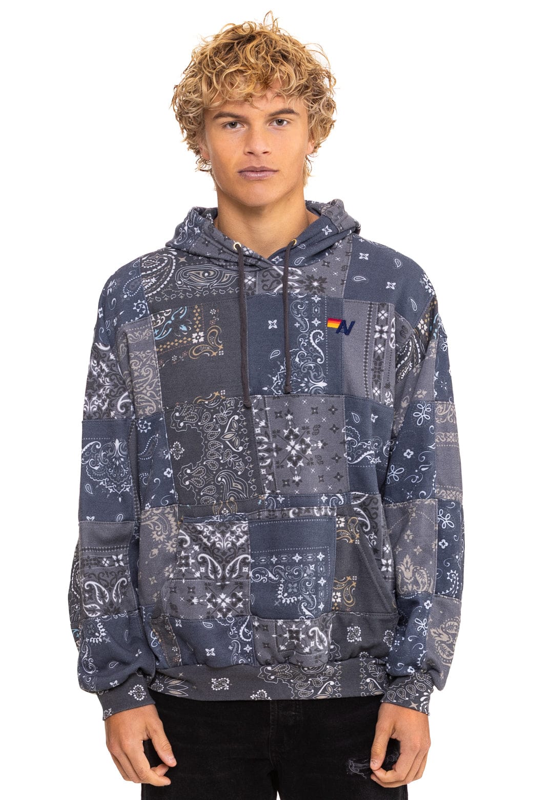 Classic BANDANA QUILTED RELAXED PULLOVER HOODIE - CHARCOAL