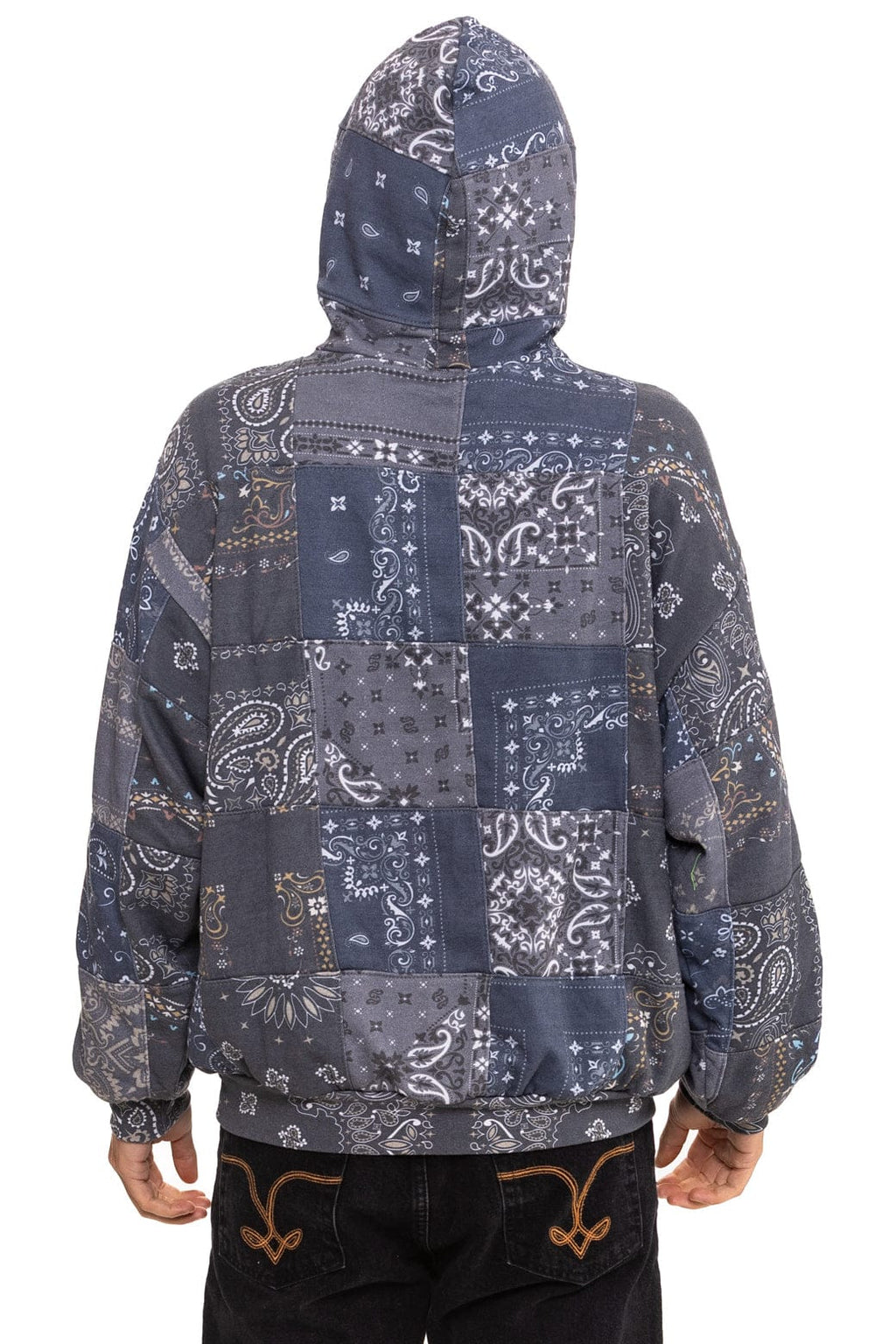 Classic BANDANA QUILTED RELAXED PULLOVER HOODIE - CHARCOAL