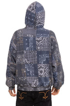 Classic BANDANA QUILTED RELAXED PULLOVER HOODIE - CHARCOAL