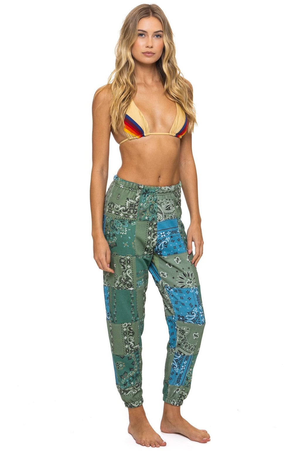 Classic BANDANA QUILTED SWEATPANTS - GREEN