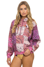 Classic BANDANA QUILTED RELAXED PULLOVER HOODIE - PINK