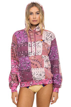 Classic BANDANA QUILTED RELAXED PULLOVER HOODIE - PINK