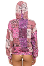 Classic BANDANA QUILTED RELAXED PULLOVER HOODIE - PINK