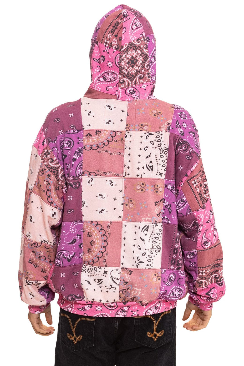 Classic BANDANA QUILTED RELAXED PULLOVER HOODIE - PINK
