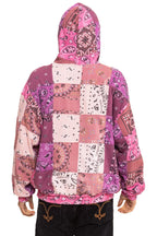 Classic BANDANA QUILTED RELAXED PULLOVER HOODIE - PINK