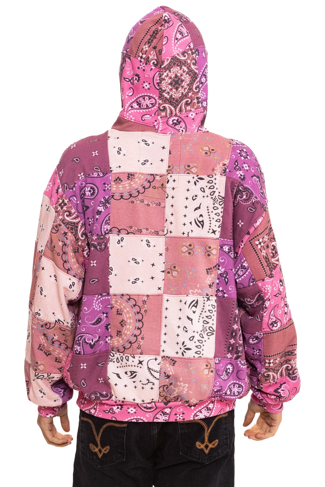 Classic BANDANA QUILTED RELAXED PULLOVER HOODIE - PINK