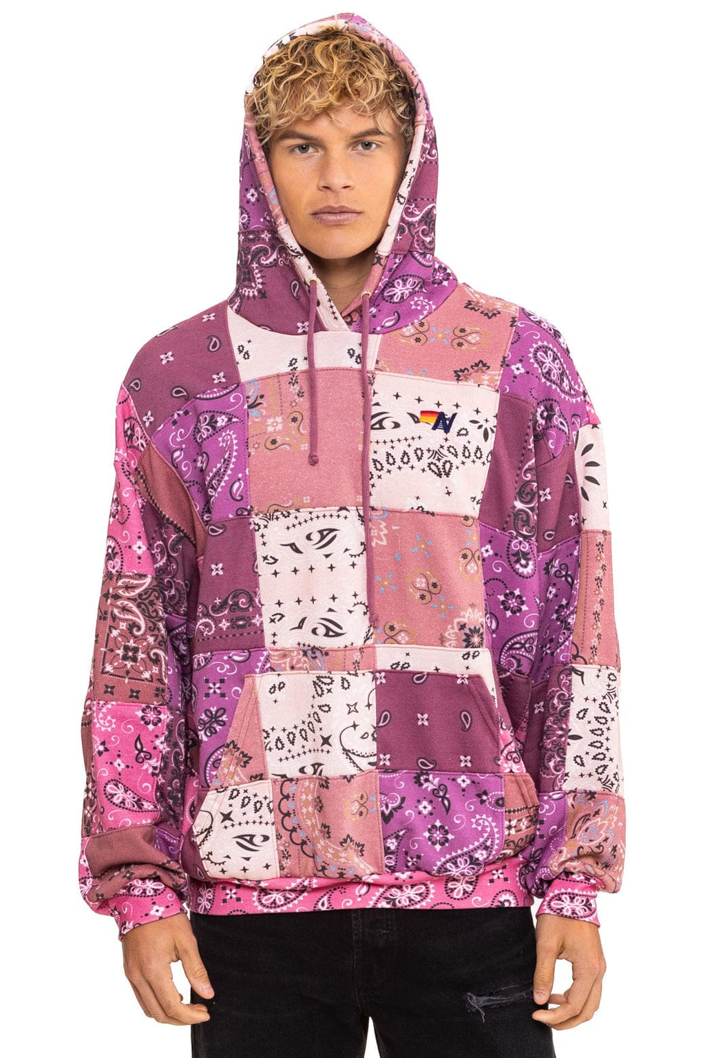 Classic BANDANA QUILTED RELAXED PULLOVER HOODIE - PINK