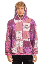 Classic BANDANA QUILTED RELAXED PULLOVER HOODIE - PINK
