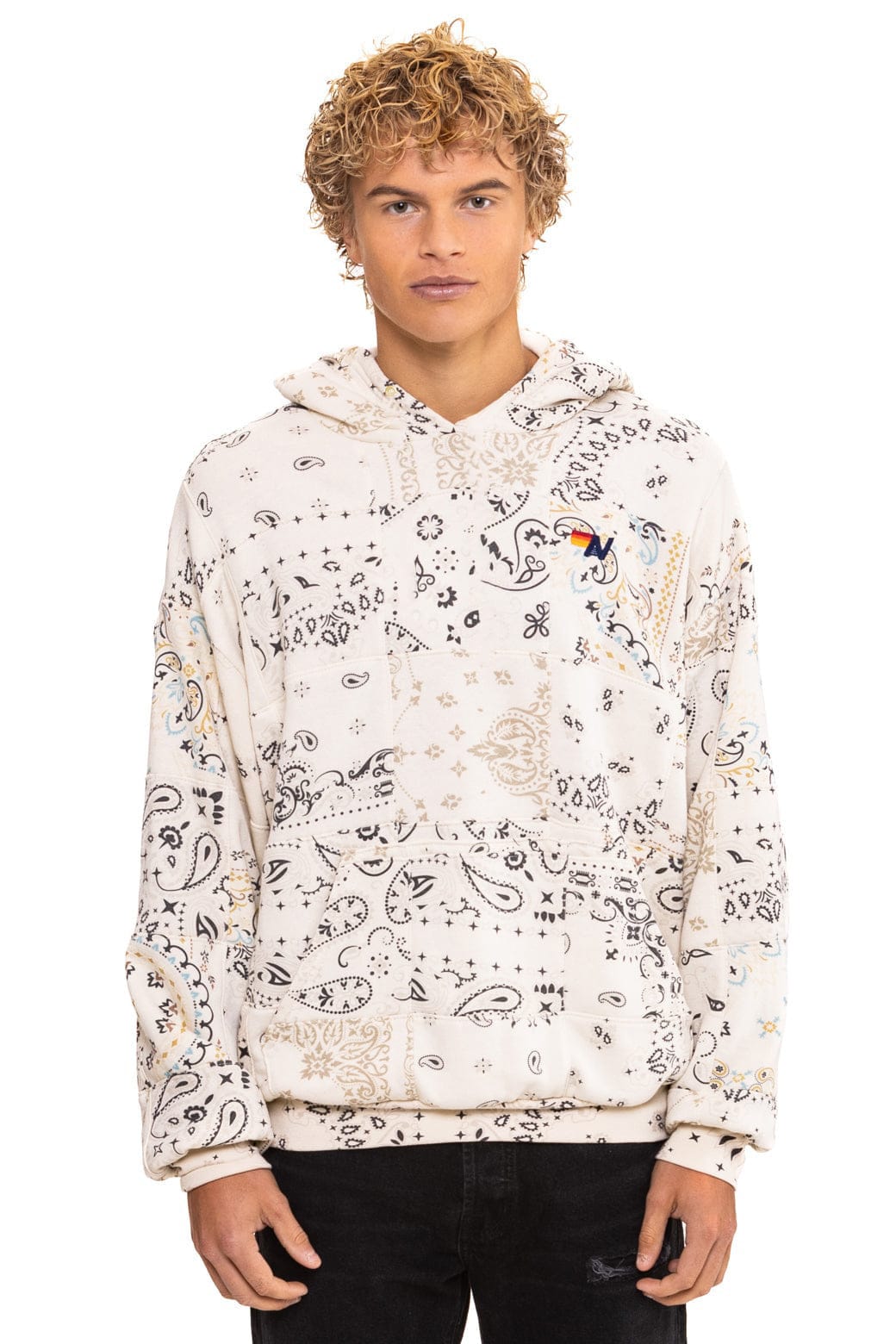 Classic BANDANA QUILTED RELAXED PULLOVER HOODIE - VINTAGE WHITE