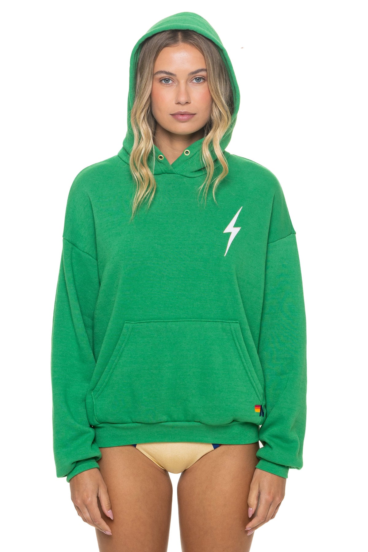 Classic BOLT STITCH RELAXED PULLOVER HOODIE - KELLY GREEN WHITE