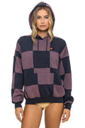 Classic CHECK QUILT RELAXED PULLOVER HOODIE - CHARCOAL MOCHA