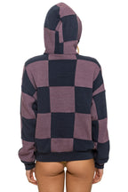 Classic CHECK QUILT RELAXED PULLOVER HOODIE - CHARCOAL MOCHA