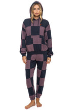 Classic CHECK QUILT RELAXED PULLOVER HOODIE - CHARCOAL MOCHA