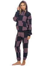 Classic CHECK QUILT RELAXED PULLOVER HOODIE - CHARCOAL MOCHA
