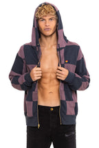 Classic CHECK QUILT ZIP HOODIE - CHARCOAL MOCHA