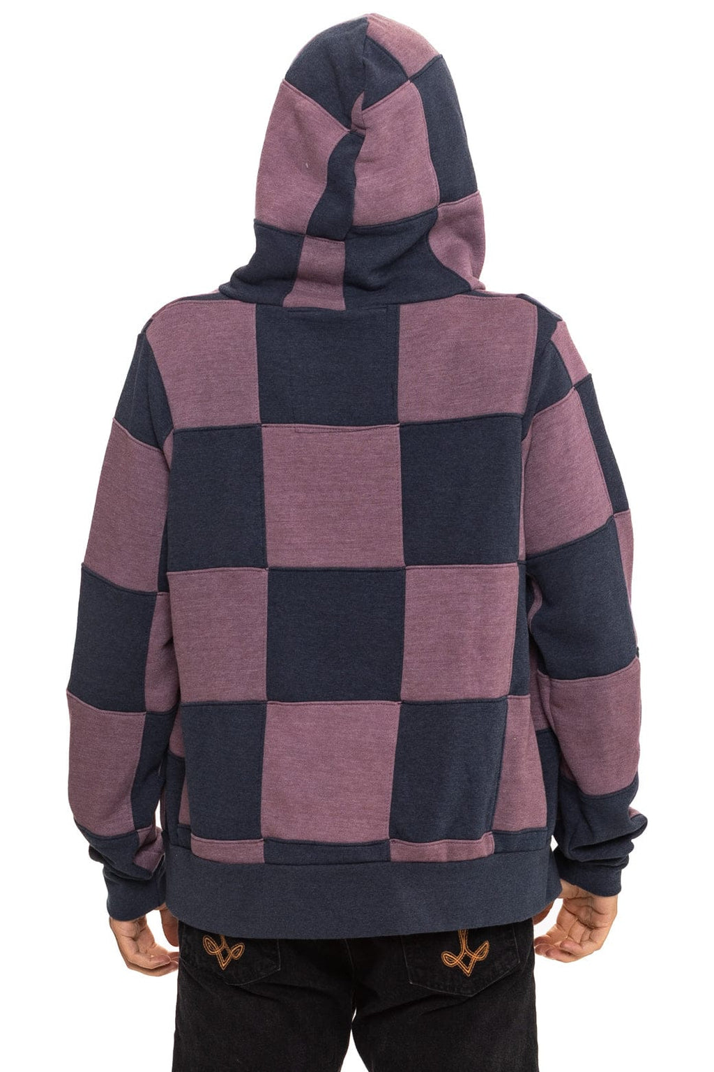Classic CHECK QUILT ZIP HOODIE - CHARCOAL MOCHA