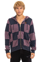 Classic CHECK QUILT ZIP HOODIE - CHARCOAL MOCHA