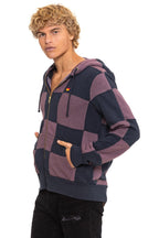 Classic CHECK QUILT ZIP HOODIE - CHARCOAL MOCHA