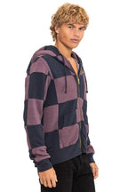 Classic CHECK QUILT ZIP HOODIE - CHARCOAL MOCHA