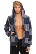 Classic CHECK QUILT ZIP HOODIE - HEATHER CHARCOAL